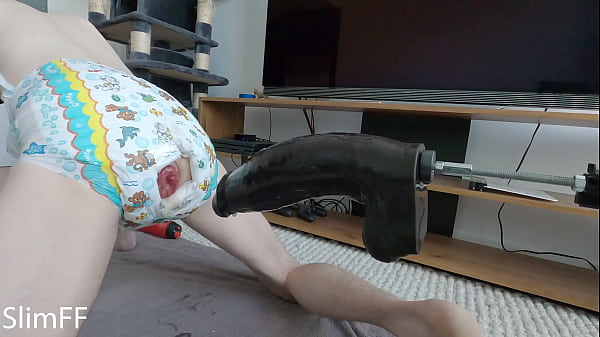 Diapered Pussy Fuck Machine Pound Out with pussygasm