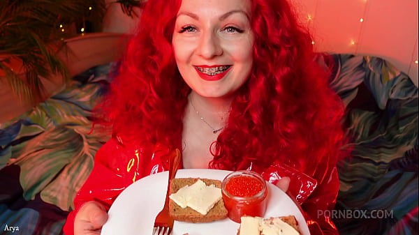 ASMR food fetish MUKBANG video in BRACES