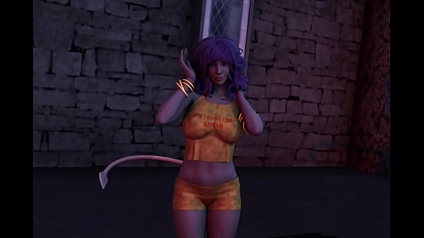 Blue demon dancing seductively
