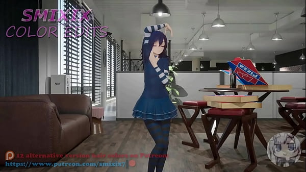 Hentai MMD Dance Undress 3D Nude Dark Girl Socks Small Tits Marshall Maximizer Blue Hair Color Edit Smixix