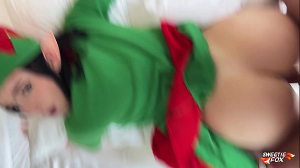 Gift from Christmas Elf – Hot Blowjob and Sex with Cum on Wet Pussy POV
