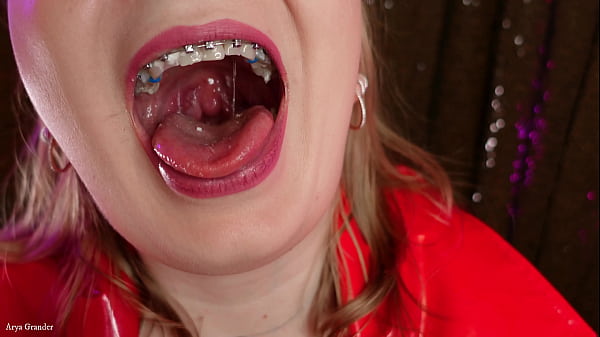 Mukbang – girl in braces – ASMR video free (Arya Grander)